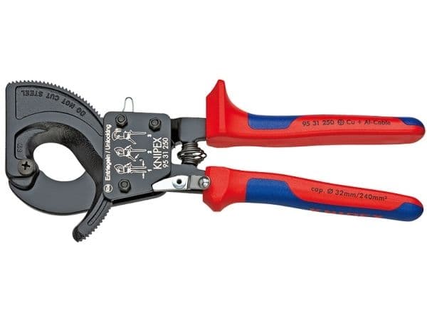 Knipex 95 31 250, Kaapelileikkuri, Sininen, Punainen, Terästä, Musta, Sininen, Punainen, 3,2 cm, REACH