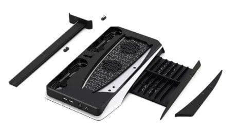 DLX+ LED Stand - Multi LED, Controller charger, fans, headphone stand, game storage /PS5