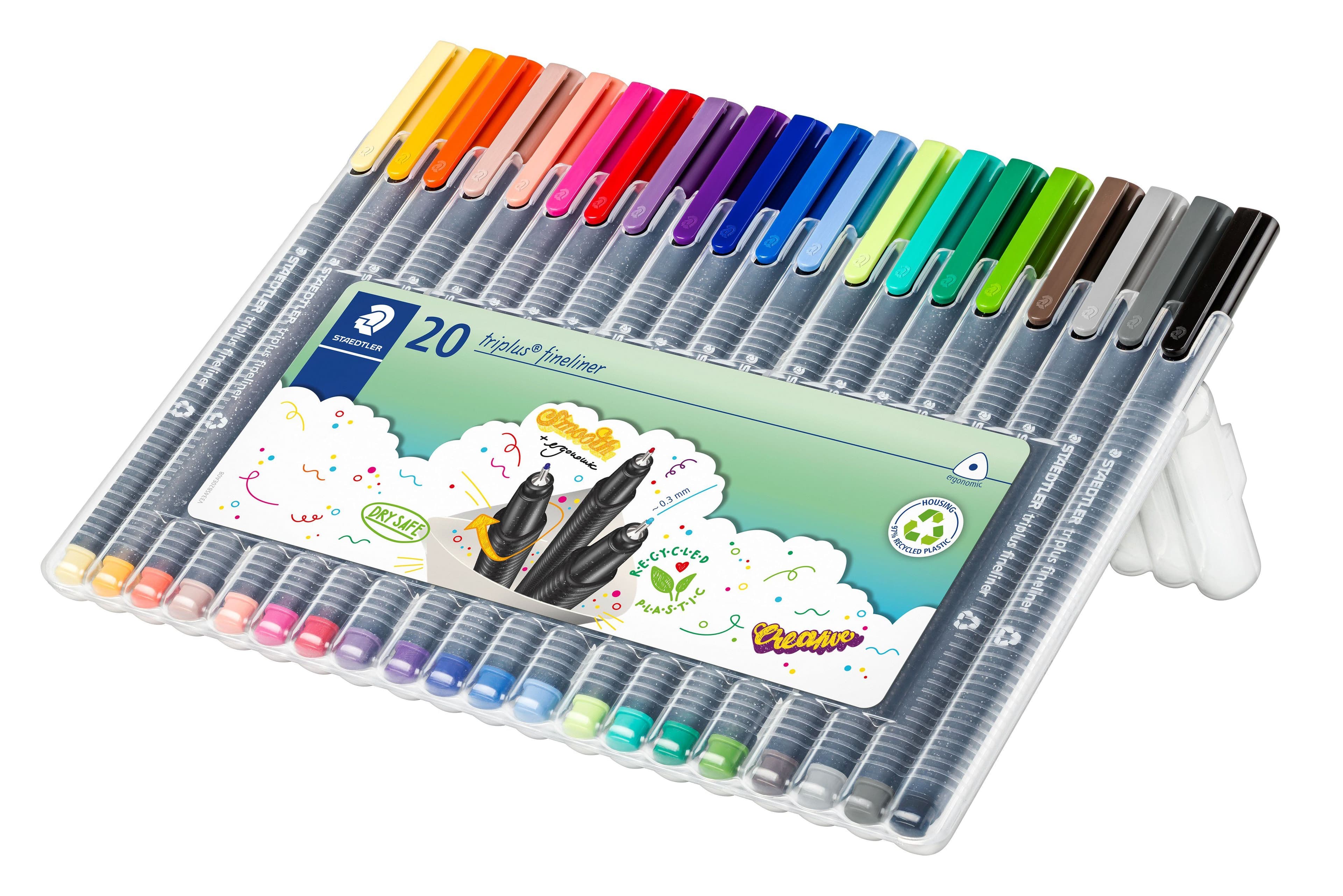 STAEDTLER® triplus® 334 Superfin 0.3 mm fineliner - etui med 20 stk. ass. farver