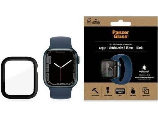 PanzerGlass 3664, Näytönsuoja, Älykello, Musta, Apple, Apple - Watch Series 7 45mm, Apple - Watch Series 8 45mm, Karkaistu lasi, Polyeteenitereftalaatti