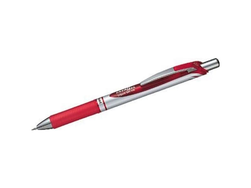 Pentel Energel XM Klick, Kuulakärkikynän kiinnitys painamalla paikalleen, Punainen, Punainen, 0,7 mm, Molempikätinen