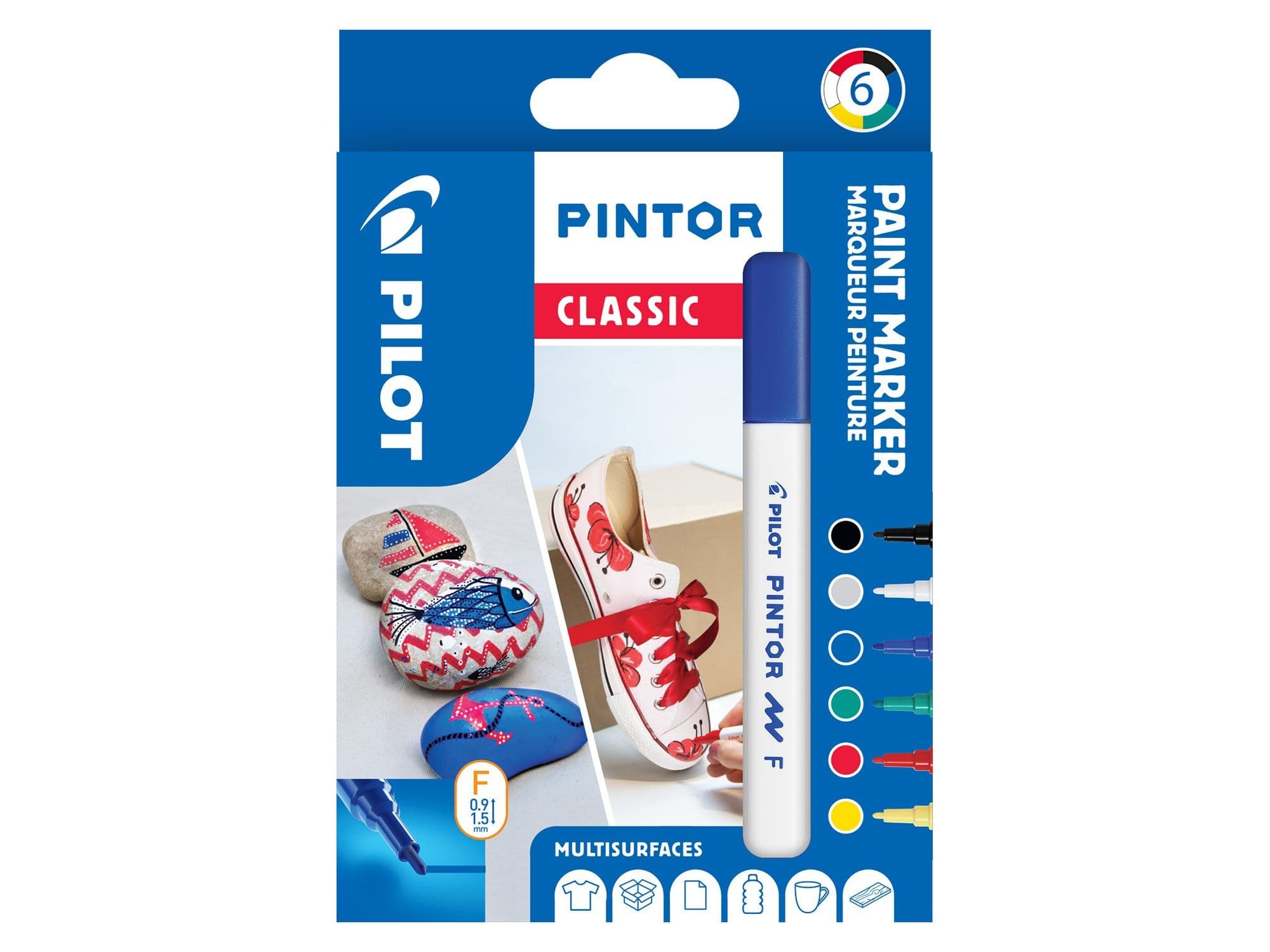 Marker Pilot Pintor Classic Mix Fine 1,0 mm med 6 stk. ass. farver