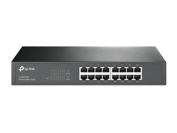 TP-Link TL-SG1016D, Hallitsematon, Gigabit Ethernet (10/100/1000), Täysin kaksipuolinen, Telineasennus