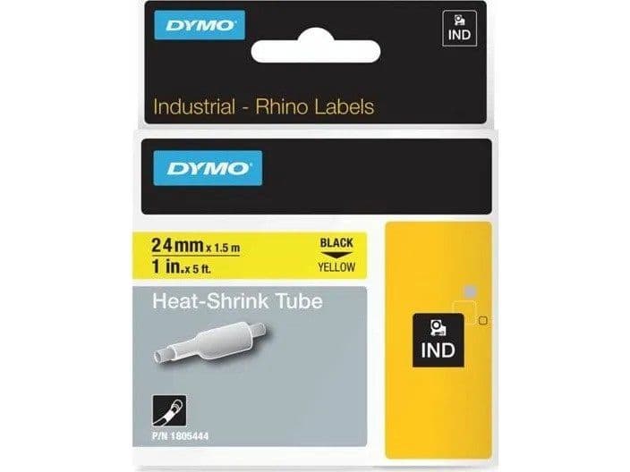 DYMO IND Kutisteputki - 24mm x 1,5m, Musta keltaisella, Monivärinen, Belgia, -55 - 135 °C, UL 224, MIL-STD-202G, MIL-81531, SAE-DTL 23053/5 (1, 3), Rhino