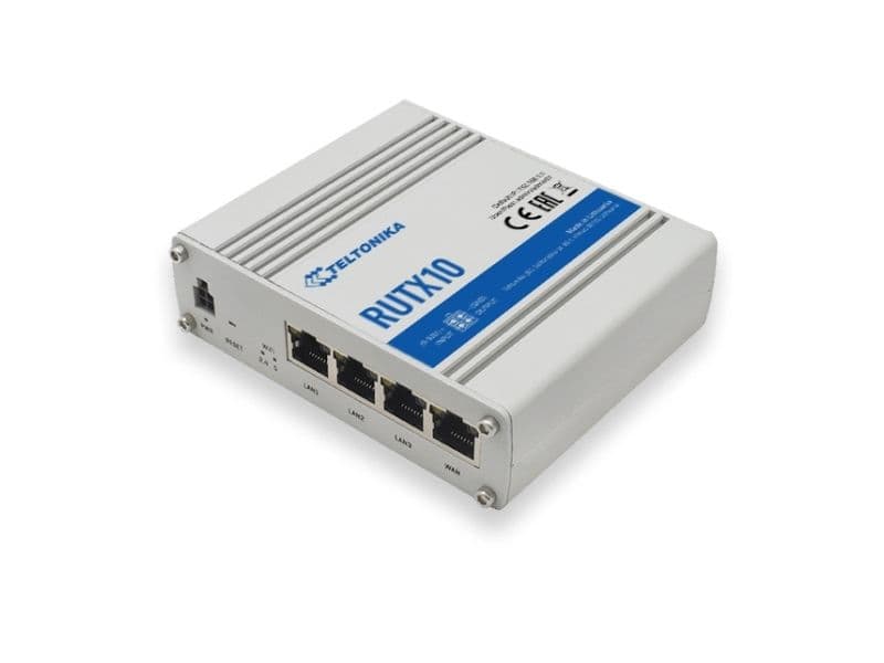 Teltonika RUTX10, Wi-Fi 5 (802.11ac), Kaksitaajuus (2,4 GHz/5 GHz), Ethernet LAN, Valkoinen, Pöytäreititin