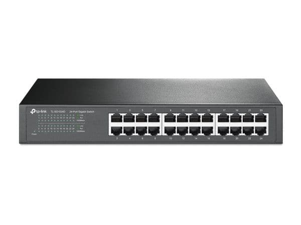TP-Link TL-SG1024D, Hallitsematon, Gigabit Ethernet (10/100/1000), Täysin kaksipuolinen, Telineasennus