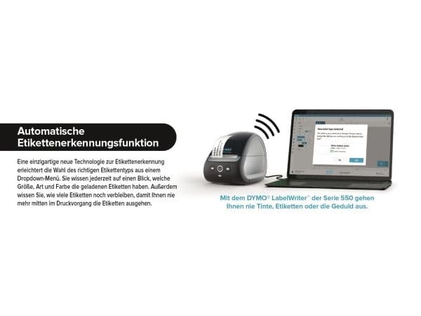 DYMO LabelWriter 550 Turbo - tarratulostin - suoralämpötulostus - rulla (6,2 cm) - 300 dpi - jopa 90 tarraa/min - USB 2.0, LAN