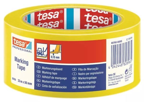 TESA 60760-00095-15, Kiinnitysteippi, Keltainen, 33 m, Sisätila, PVC-muovi, CE