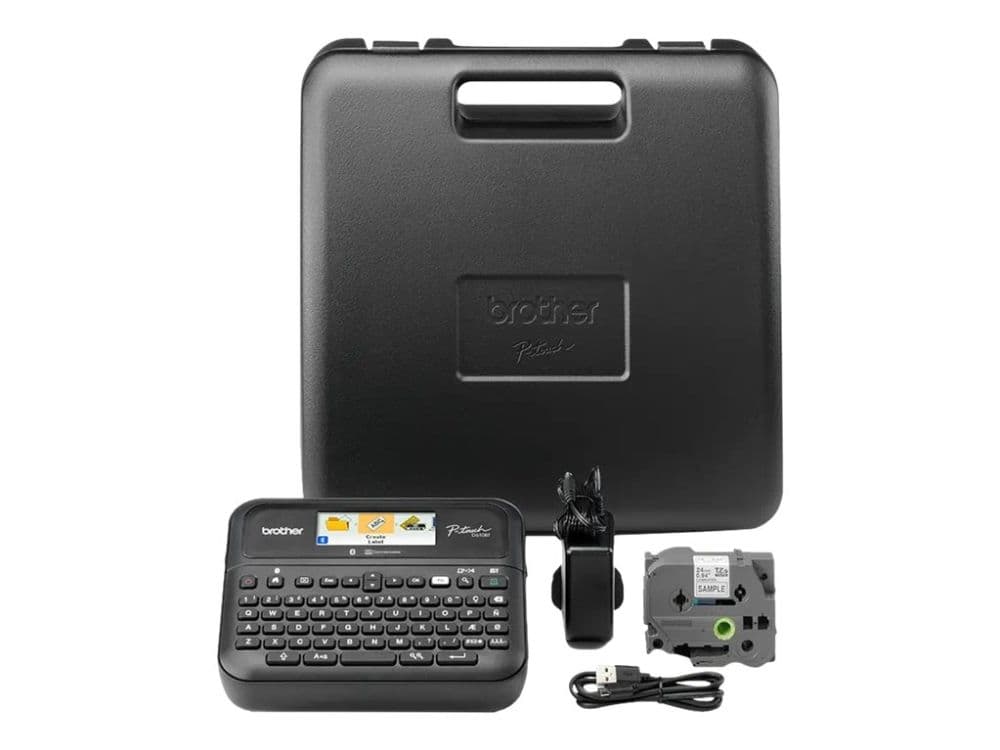 Brother P-Touch PT-D610BTVP - tarralappu - mustavalkoinen - lämpösiirto - 24 mm leveys - 180 dpi - jopa 30 mm/s - USB, Bluetooth 5.0 - leikkuri - 7 tulostusriviä, tulostuksen esikatselu, peilitulostus, pystysuora tulostus, monikopiotulostus - musta