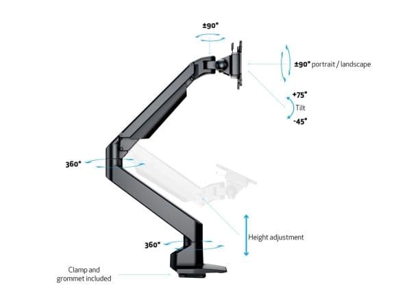 Multibrackets 2449, Puristin, 21 kg, 38,1 cm (15), 81,3 cm (32), 100 x 100 mm, Musta