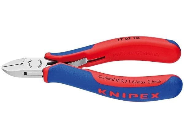 Knipex 77 02 115, Sivuleikkurit, Terästä, Muovi, Sininen, Punainen, 115 mm, 80 g