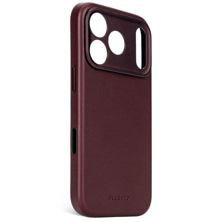 Decoded Leather Backcover - suojaava nahkakotelo iPhone 17 Pro Max -puhelimelle, joka on yhteensopiva MagSafen kanssa (tumma rubiini)