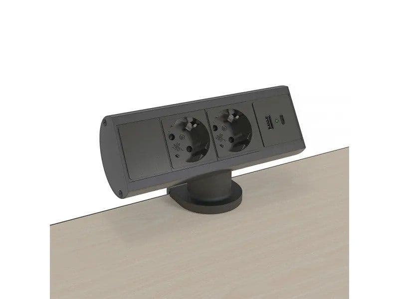 Axessline Desk - 2 Power 1 USB-A & USB-C charger, Black