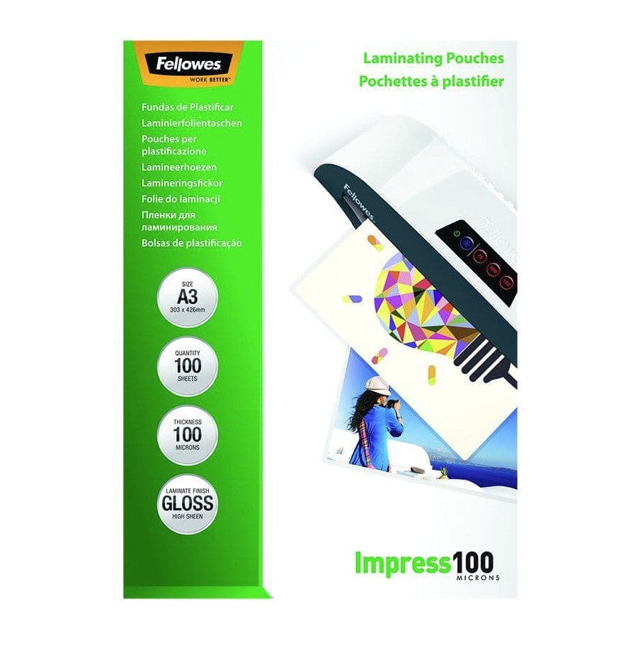 Fellowes A3 kirkkaat laminointitaskut 100 mikronia - (100 kpl)