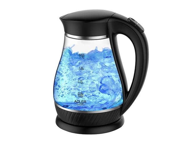 Adler AD 1274 B, 1,7 L, 2200 W, Musta, Läpinäkyvä, Lasi, Veden tason ilmaisin