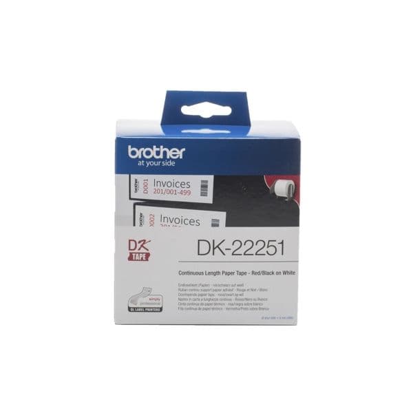 Brother DK-22251, Musta ja punainen valkoisella, DK, Musta, Sininen, Valkoinen, Lämpösiirto, Kiina, 5 vuosi/vuosia