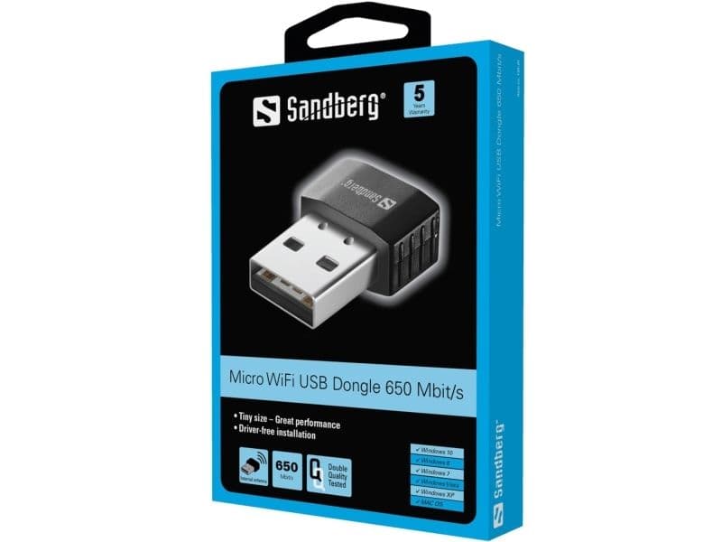 Sandberg Micro Wifi Dongle 650 Mbit/s, Black