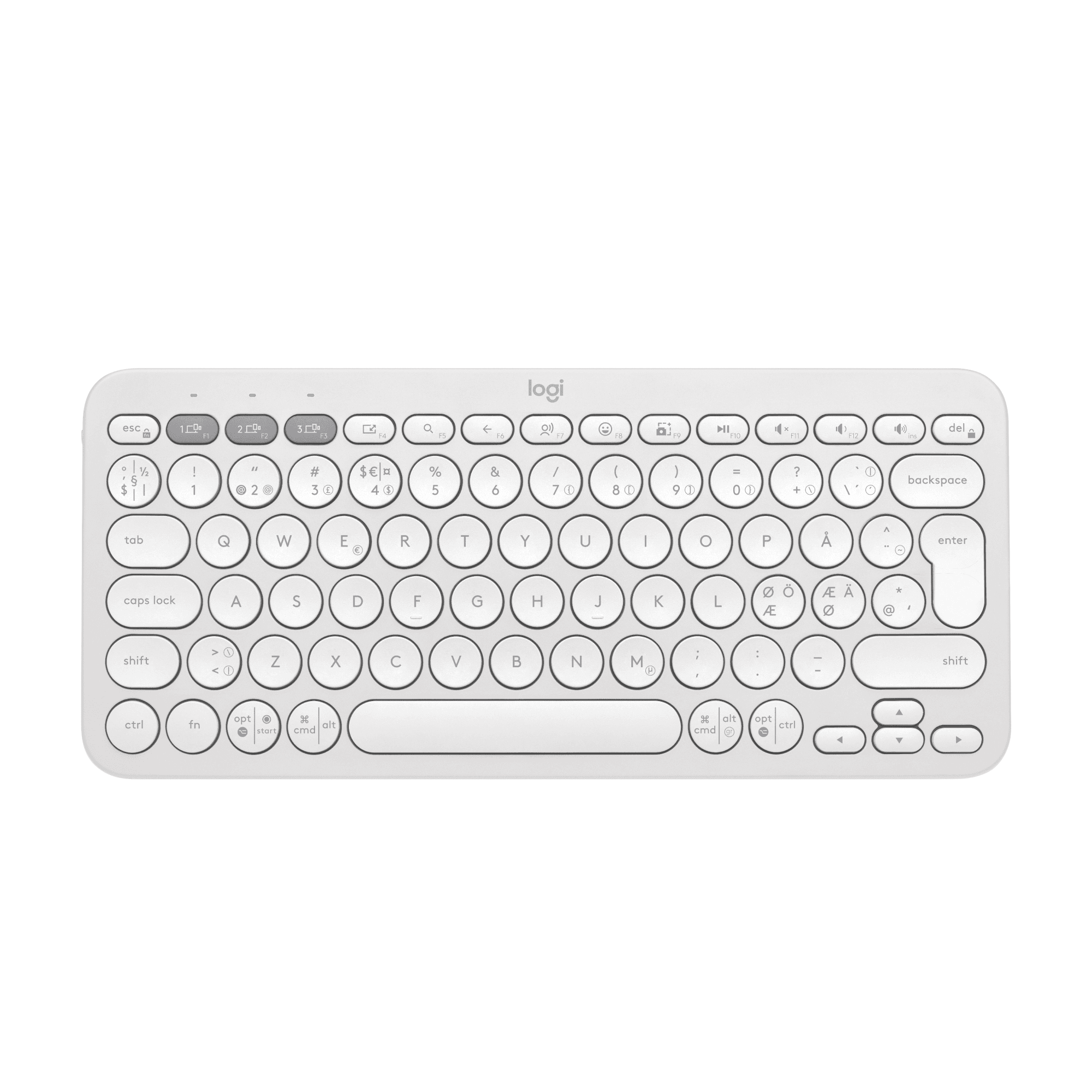 Logitech® | Pebble Keys 2 (K380s) - Tastatur - Bluetooth - Nordisk layout - Tonal-White