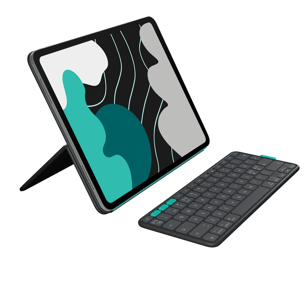 Logitech Flip Folio - Näppäimistö - täysikokoinen - langaton - Bluetooth LE - QWERTY - pohjoismainen (tanskalainen/suomalainen/norjalainen/ruotsalainen) - grafiitti - Apple 13-tuumaiseen iPad Airiin (M2, M3) 13-tuumaiseen iPad Proon (M4)
