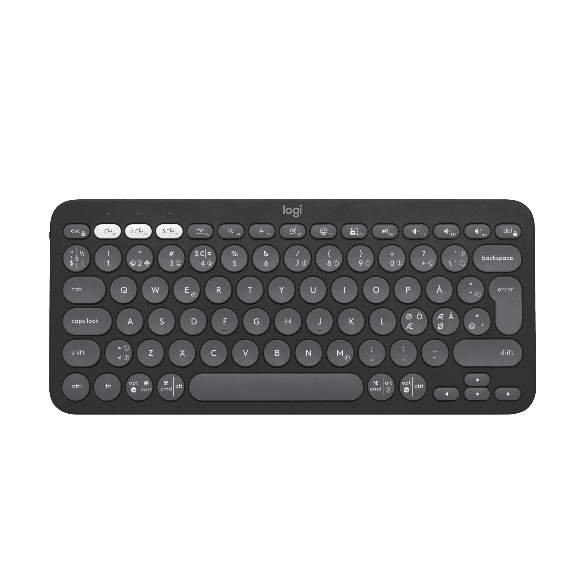 Logitech® | Pebble Keys 2 (K380s) - Tastatur - Bluetooth - Nordisk layout - Tonal-Graphite