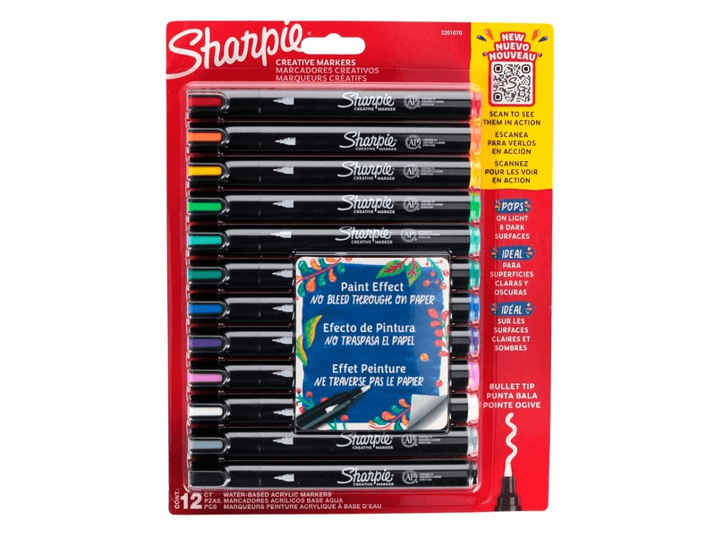 Creative Sharpie akryylitussit perusväreissä (kartiokärki) 12 kpl - 2201183