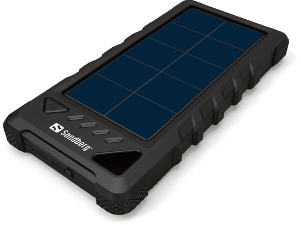 Sandberg Active Solar Powerbank 16000 - Aurinkoenergiapankki Li-Ion 16000 mAh - 3,4 A - 2 lähtöliitintä (USB) - kaapeli: USB-C (lähtö)