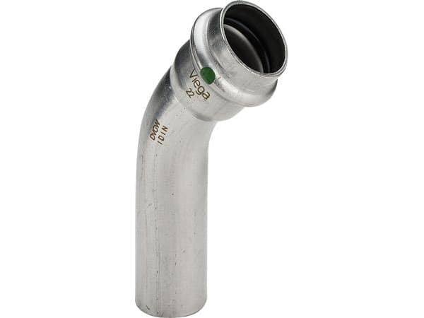 VIEGA Inox taivutus 45 astetta 35 mmInox, ruostumattomasta teräksestä valmistettu holkki/nippa, SC-Contur