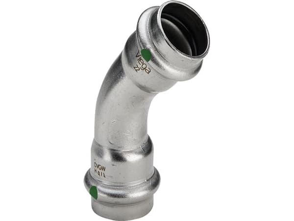 VIEGA Inox taivutus 45 astetta 54 mmInox, ruostumattomasta teräksestä valmistettu holkki/pistoke, SC-Contur