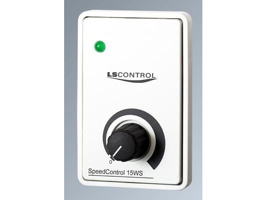 LS CONTROL Säädin ES33 / SpeedControl 15S W, hvid, 1,5A manuel med afbryder og lampe, tilpasset FUGA. 230V AC/50Hz, IP20. Mål 70x52x56 mm.