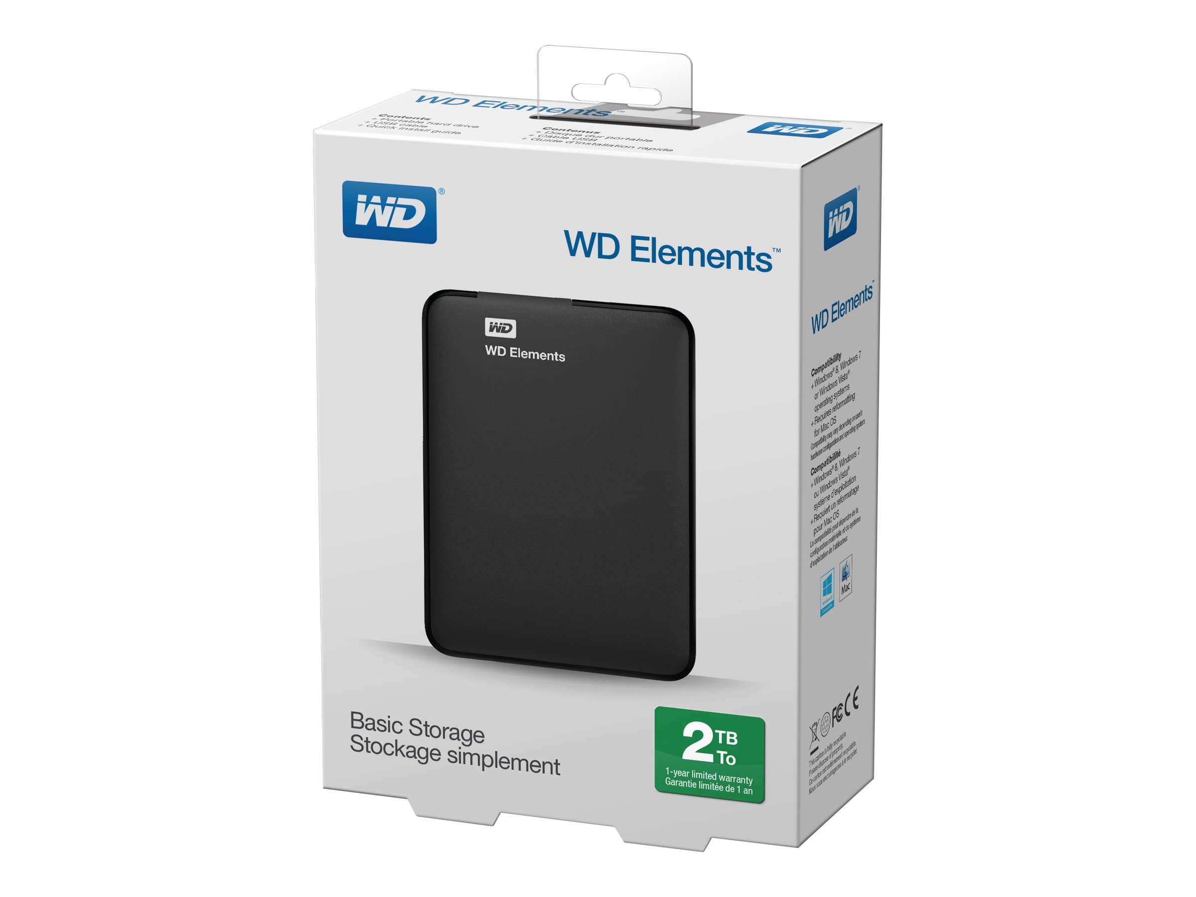 Western Digital Elements Portable, 2 TB, 2.5, 3.2 Gen 2 (3.1 Gen 2), 5400 RPM, Musta