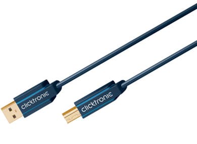 ClickTronic 1.8m USB 2.0 A/B m/m, 1,8 m, USB A, USB B, USB 2.0, Hanstik/Hanstik, Blå