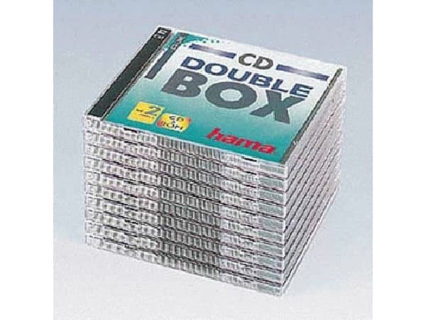 Hama CD Double Jewel Case Standard, Pack 10, 2 levyt, Läpinäkyvä, 142 mm, 126 mm, 102 mm, 560 g