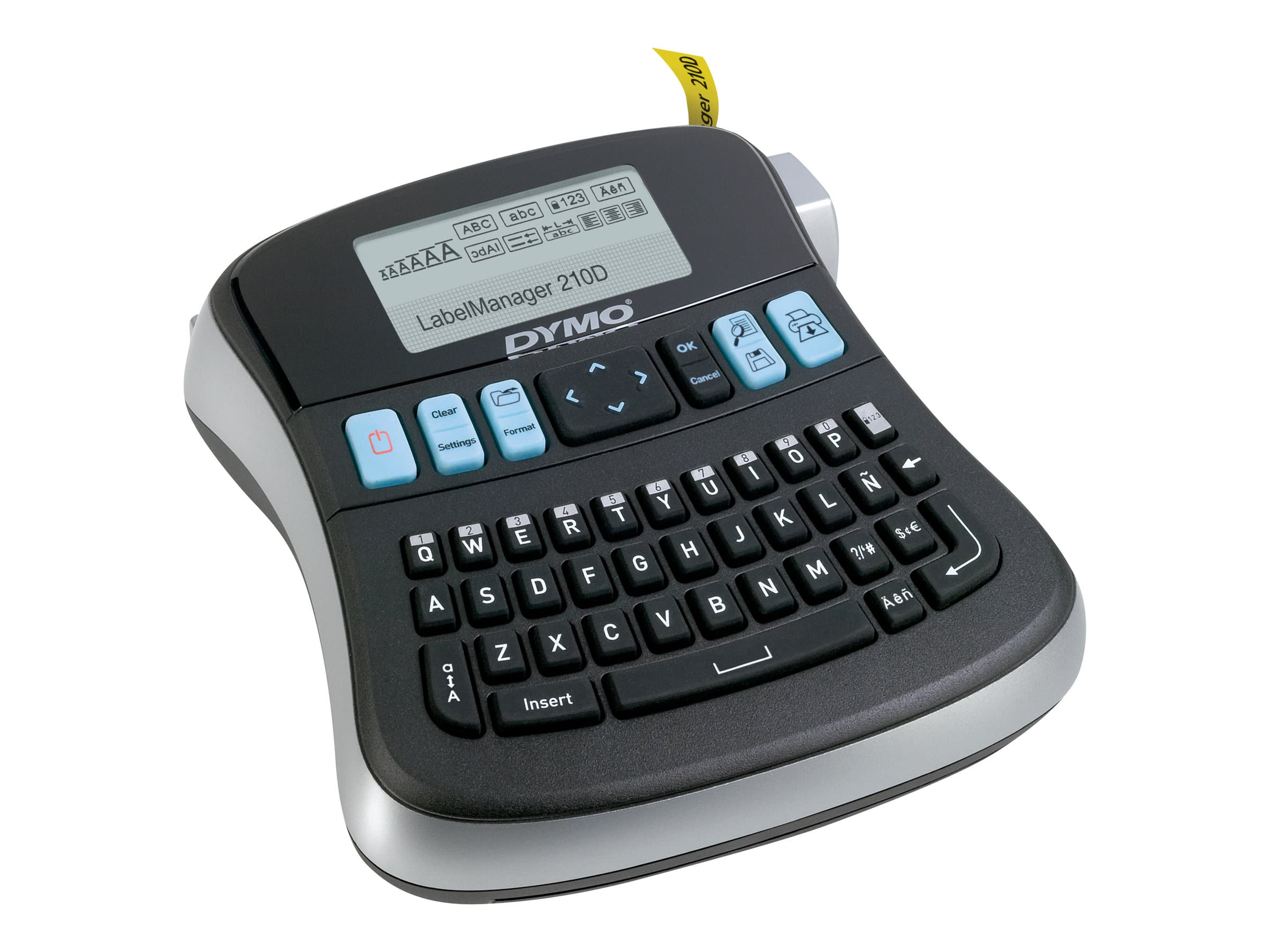 DYMO LabelManager ® ™ 210D+ - QWY, QWERTY, D1, Suoralämpö, 180 x 180 DPI, musta, Hopea