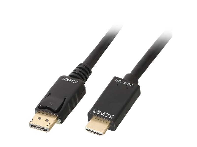 Lindy 36924, 5 m, DisplayPort, HDMI-tyyppi A (vakio), Uros, Uros, 3840 x 2160 pikseliä