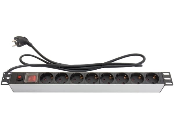 Alcasa GC-N0087, 1,8 m, Sisätila, Tyyppi F, Type F (CEE 7/4), Alumiini, Musta, Hopea