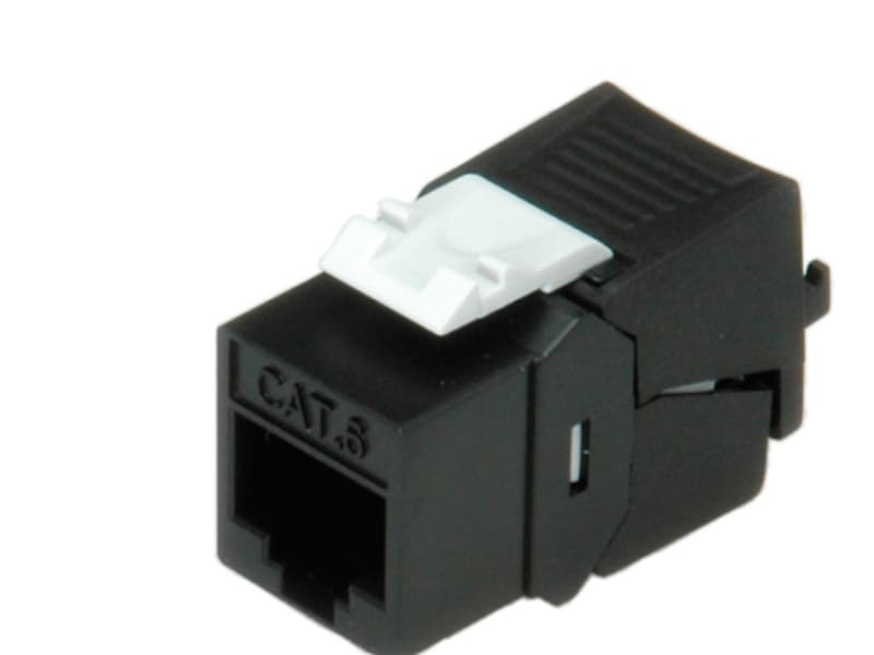 ROLINE Cat.6/Class E Keystone Jack, RJ-45, unshielded, toolless, black, Musta