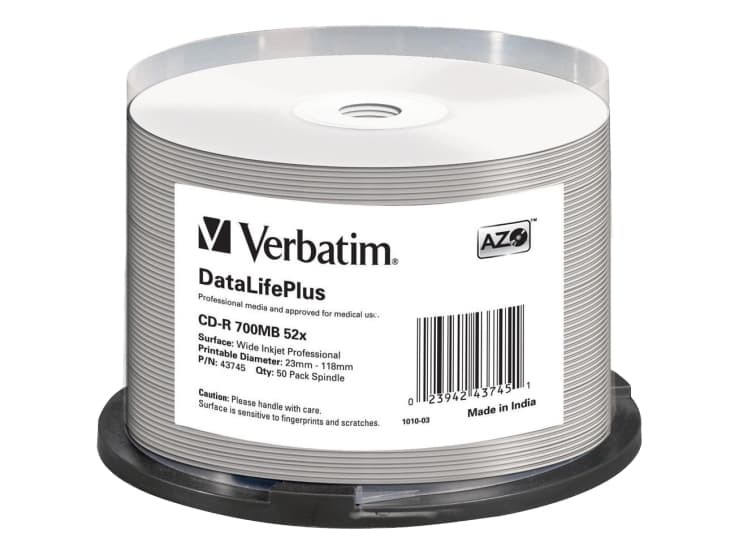 Verbatim CD-R 52x DataLifePlus, 52x, CD-R, 120 mm, 700 MB, Akseli, 50 kpl