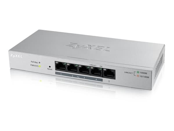 Zyxel GS1200-5HP v2, Hallittu, Gigabit Ethernet (10/100/1000), Täysin kaksipuolinen, Power over Ethernet -tuki
