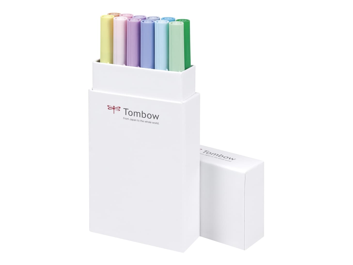 Tombow ABT-12P-2, Hienojakoinen, 12 väriä, Sininen, Vihreä, Harmaa, Vaaleansininen, Vaaleanvihreä, Minttu, Vaaleanpunainen, Purppura, Keltainen, Monivärinen, Pyöreä, Vesipohjainen muste