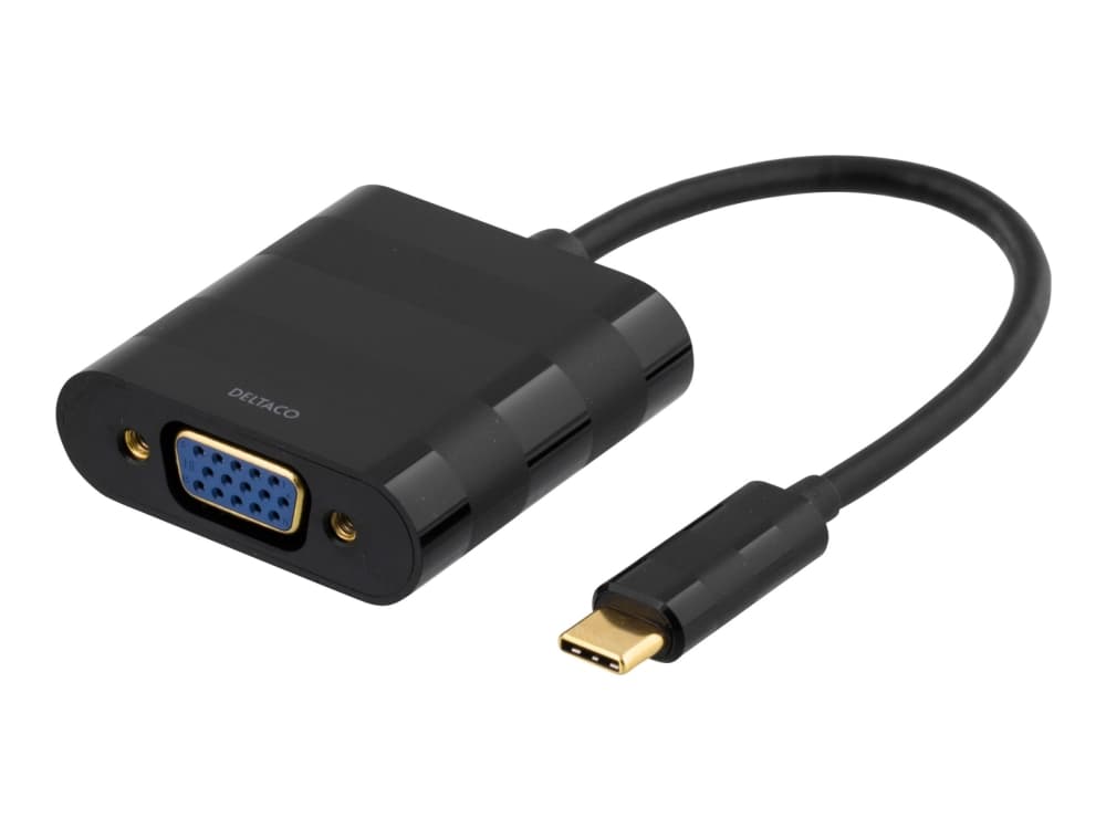 DELTACO USBC-1098 - Ulkoinen videosovitin - USB-C - VGA - musta