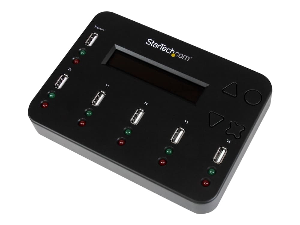 StarTech.com USBDUP15, USB-muistitikun monistaja, 5 kopiot, USB 2.0, Musta, Kopiointi, Pyyhintä, CF, MicroSD (TransFlash), MiniSD, MMC, SD, SDHC