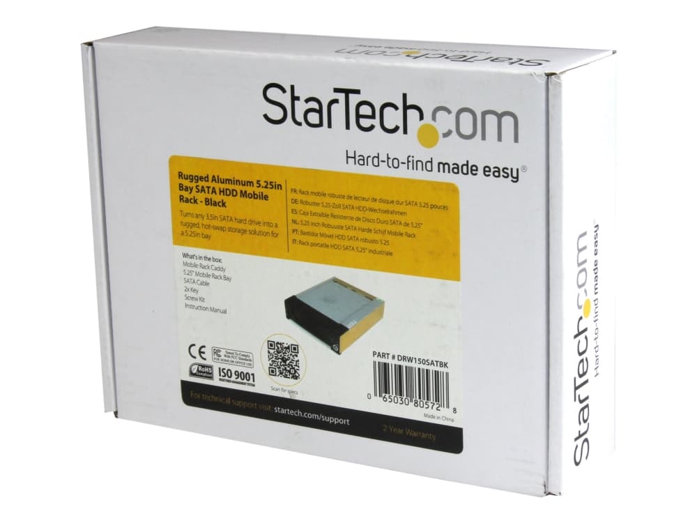 StarTech.com DRW150SATBK, 13,3 cm (5.25), Liitinpaneeli, musta, 3.5, SATA, Serial ATA II, Serial ATA III, Alumiini