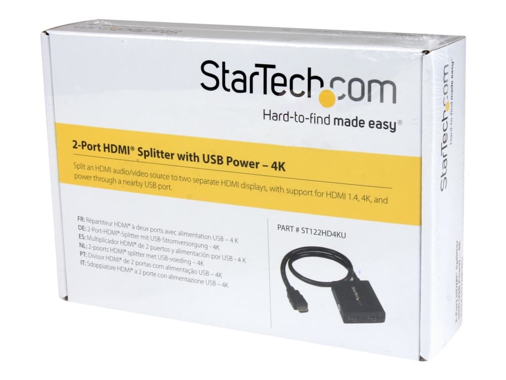 StarTech.com ST122HD4KU, HDMI, 2x HDMI, 3840 x 2160 pikseliä, Musta, 30 Hz, 1280 x 720 (HD 720), 1920 x 1080 (HD 1080), 1920 x 1200 (WUXGA), 2560 x 1600 (WQXGA)