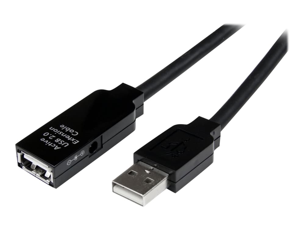 StarTech.com 25m USB 2.0 Active Extension Cable M/F - 25 metrin USB A uros - USB A naaras USB 2.0 Toistin / Extender Cable - Musta - 80ft (USB2AAEXT25M) - USB forlængerkabel - USB (hun) til USB (han) - USB 2.0 - 25 m - aktiv - sort - for P/N: SVA5H2NEUA, UUSBOTG