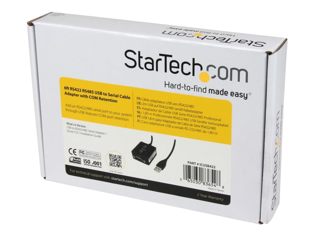 StarTech.com 6 ft Professional RS422/485 USB-sarjakytkentäkaapelin sovitin COM-sidonnalla (ICUSB422) - Sarjasovitin - USB - RS-422/485