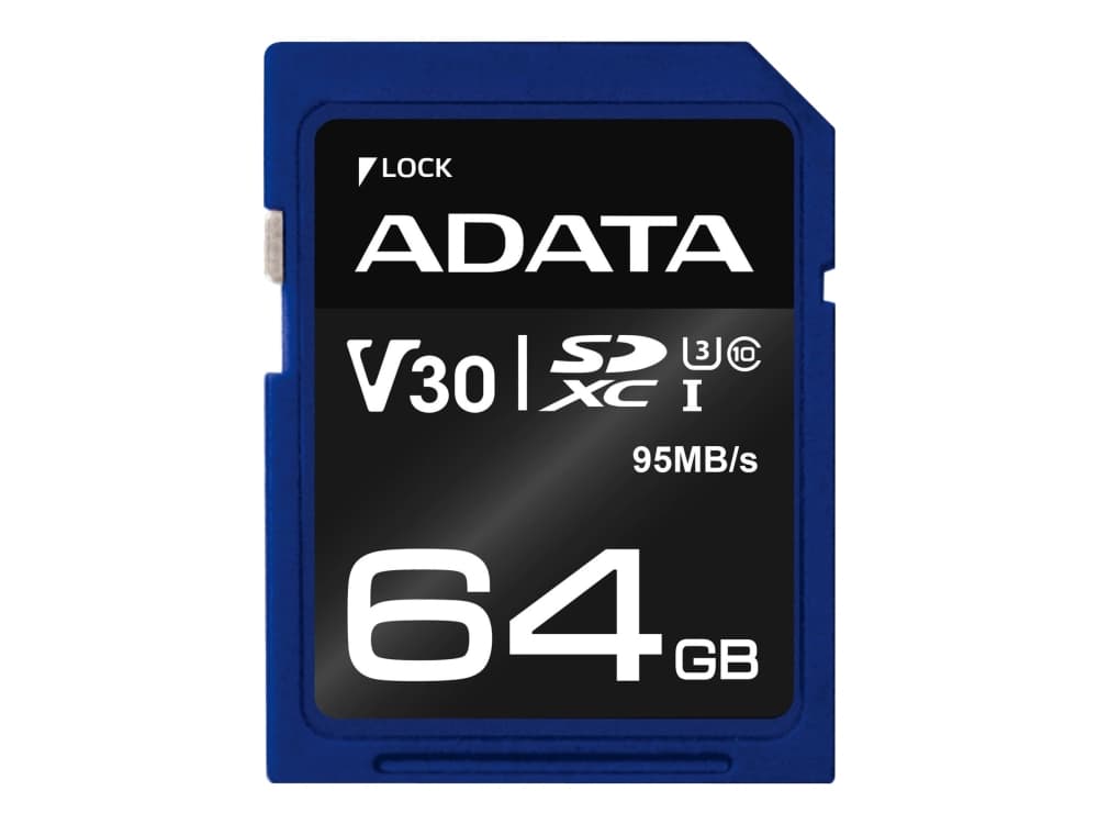 ADATA Premier Pro - Flashhukommelseskortti - 64 GB - Videoluokka V30 / UHS-I U3 / Class10 - SDXC UHS-I