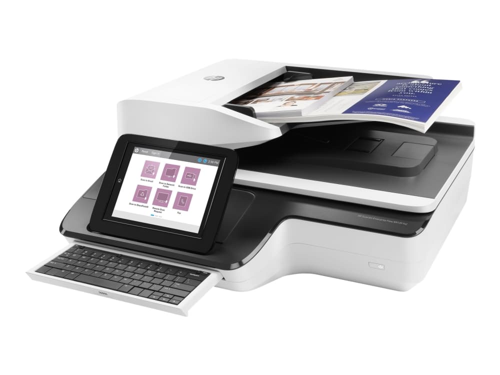 HP ScanJet Enterprise Flow N9120 fn2 - Asiakirjaskanneri - lokero: CCD / ADF: CIS - Duplex - 297 x 864 mm - 600 dpi x 600 dpi - jopa 120 sivua/min (mono) / jopa 120 sivua/min (väri) - ADF (200 arkkia) - jopa 20 000 skannausta päivässä - USB 2.0, Gigabit LAN, USB 2.0 (isäntä)