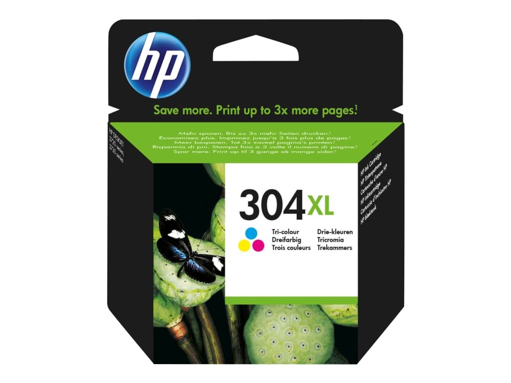 HP 304XL kolmivärinen alkuperäinen mustekasetti, Korkea, Syaani, Magenta, Keltainen, Väripohjainen muste, 7 ml, 1 kpl, 300 sivua