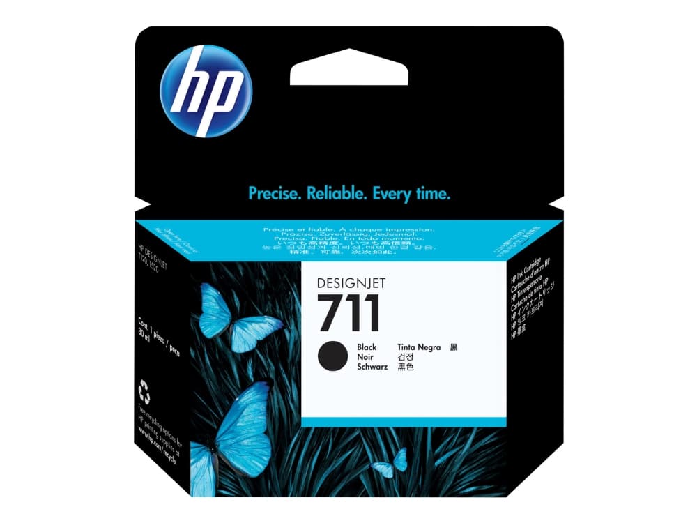 HP 711 Designjet-mustekasetti, musta, 80 ml, Korkea (XL) värintuotto, Väriainepohjainen muste, 80 ml, 1 kpl