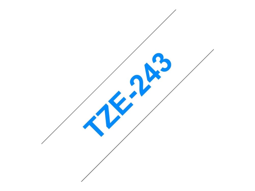 Brother TZE-243, Sininen valkoisella, TZe, Kiina, 5 vuosi/vuosia, Brother, PT-200/1100/1130/1300/1160/1170S/1180/1200/2030/2730, ST-1150/1150DX